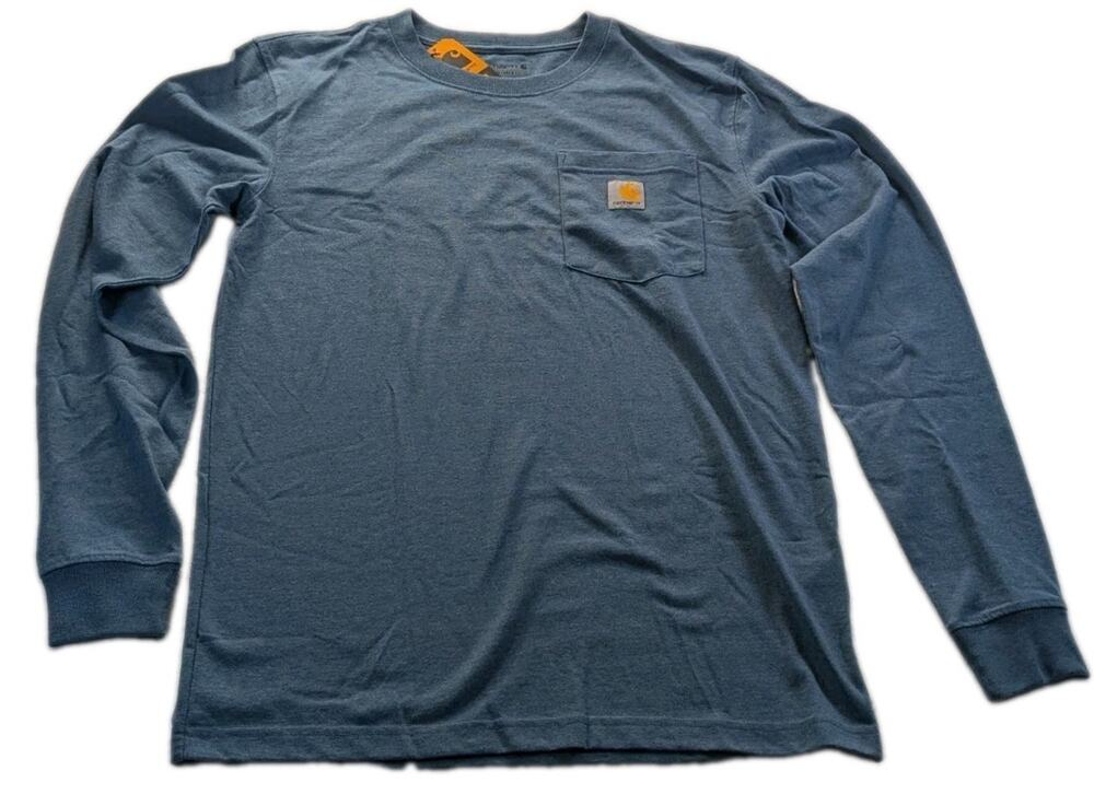 Carhartt Mens Small Relaxed Fit Heavyweight Long Sleeve Graphic T-Shirt Blue NWT